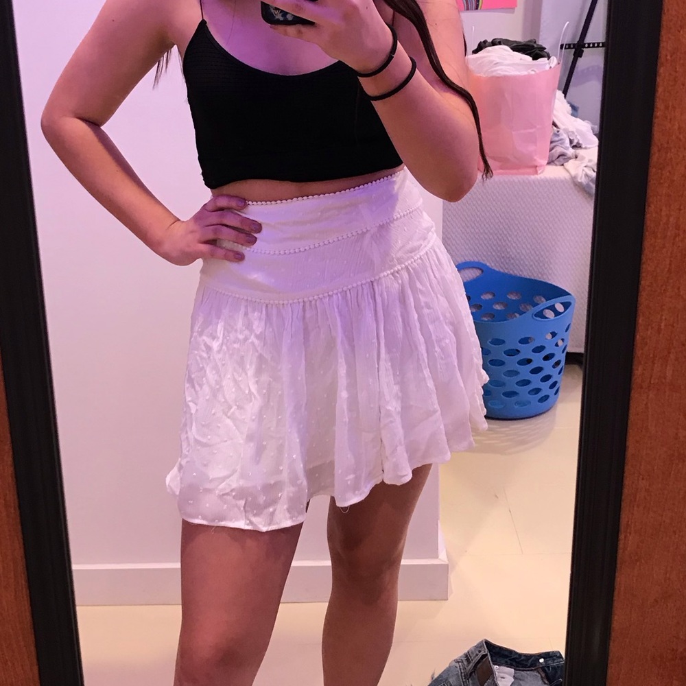 white mini skirt